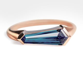 Baguette London Blautopas Ring: 925 Sterling Silber Bar-Set