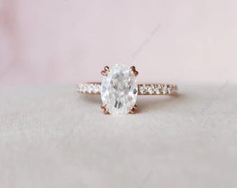 Ovale Moissaniet 925 sterlingzilveren verlovingsring Handgemaakte vintage solitaire jubileumring