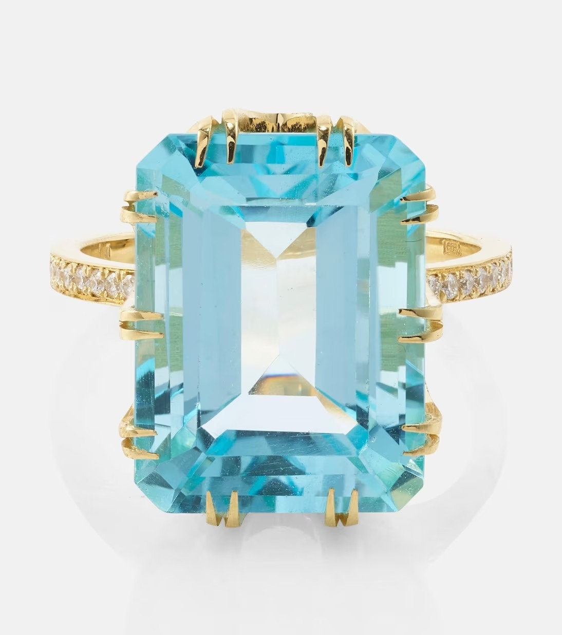 Handgemachter 18kt Vergoldeter Schweizer Blautopas-Ring