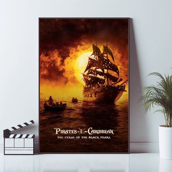 Pirates des Caraïbes : La malédiction du Black Pearl, affiche de film, affiche d'art, cadeau de matériau de toile, décoration d'intérieur, art mural de salon