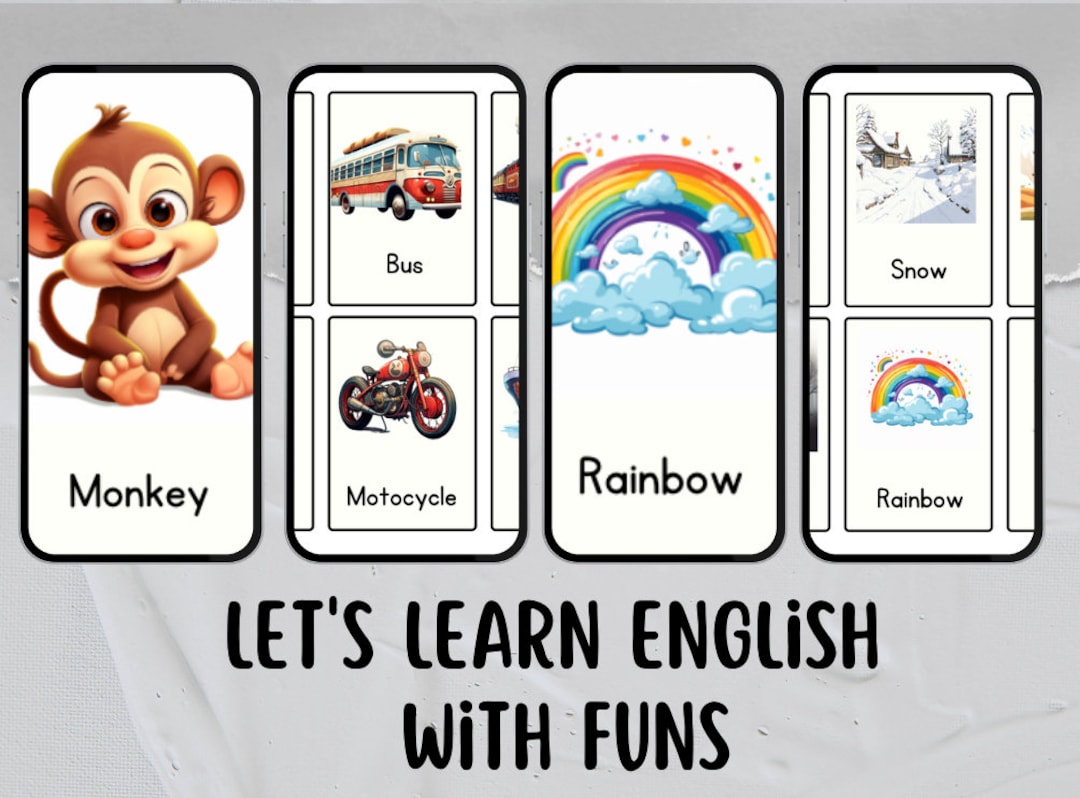 Let's Learn English Words in Flash Cards With Translate Etsy