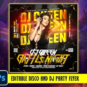 DJ ナイトクラブ ブラック フライヤー | PSD クラブ フライヤー | パーティー招待フライヤー | DJ ディスコ フライヤー | ソーシャル メディア プレメイド フライヤー | Nerimax Creative