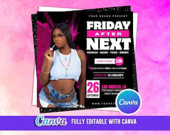 Friday Night Party Flyer: Editable Canva Club Event Template (Digital Download)