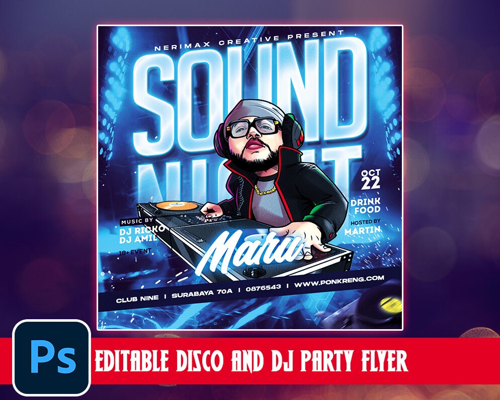 PSD Event Flyer | DJ Flyer Template, Club Flyer | Party Invite Flyer | DJ Disco Flyer | Social Media Premade Flyer | Nerimax Creative