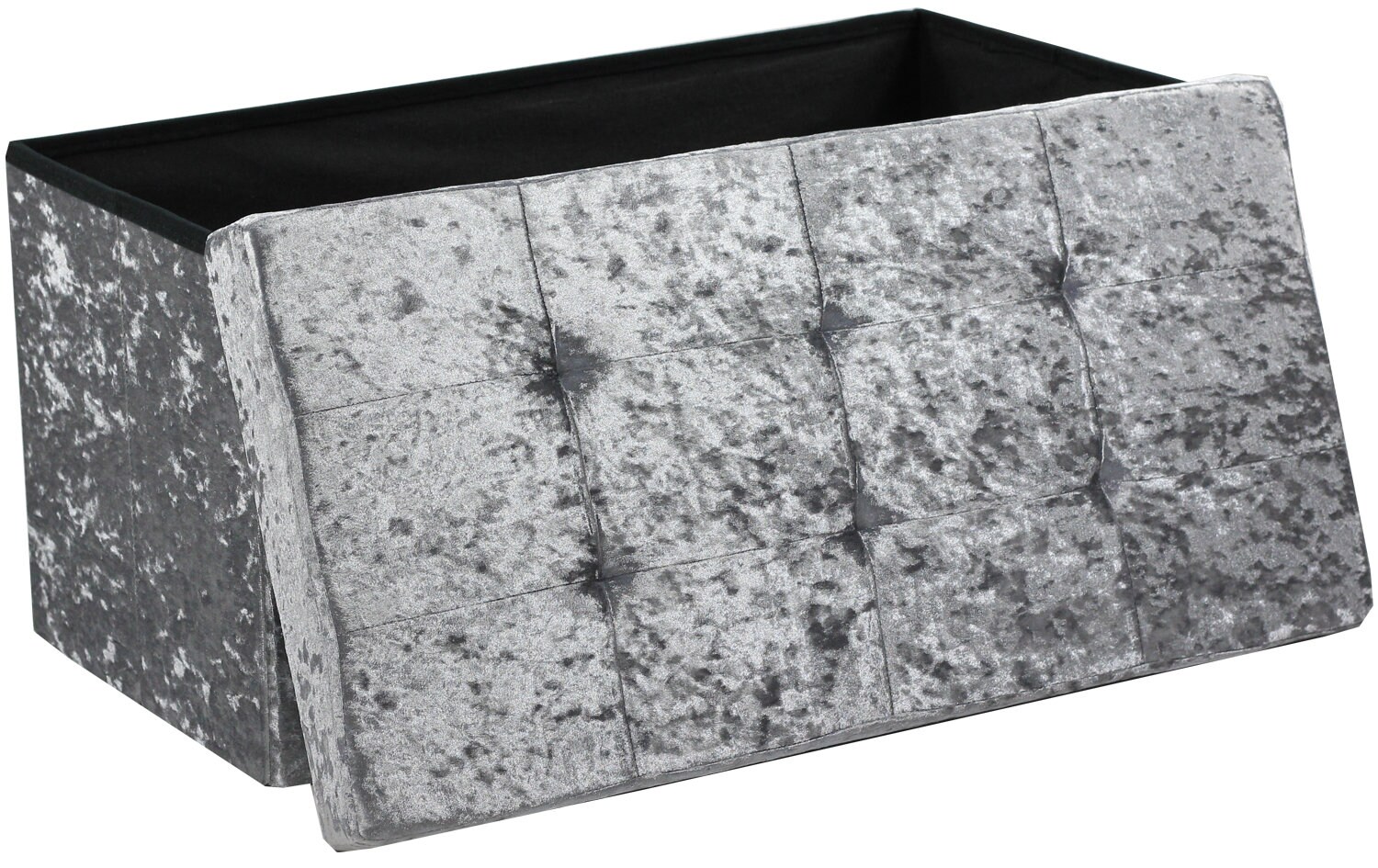 About Home Crushed Velvet Storage Ottoman Collapsible/foldable Bench Chest With Storage 30 X 15