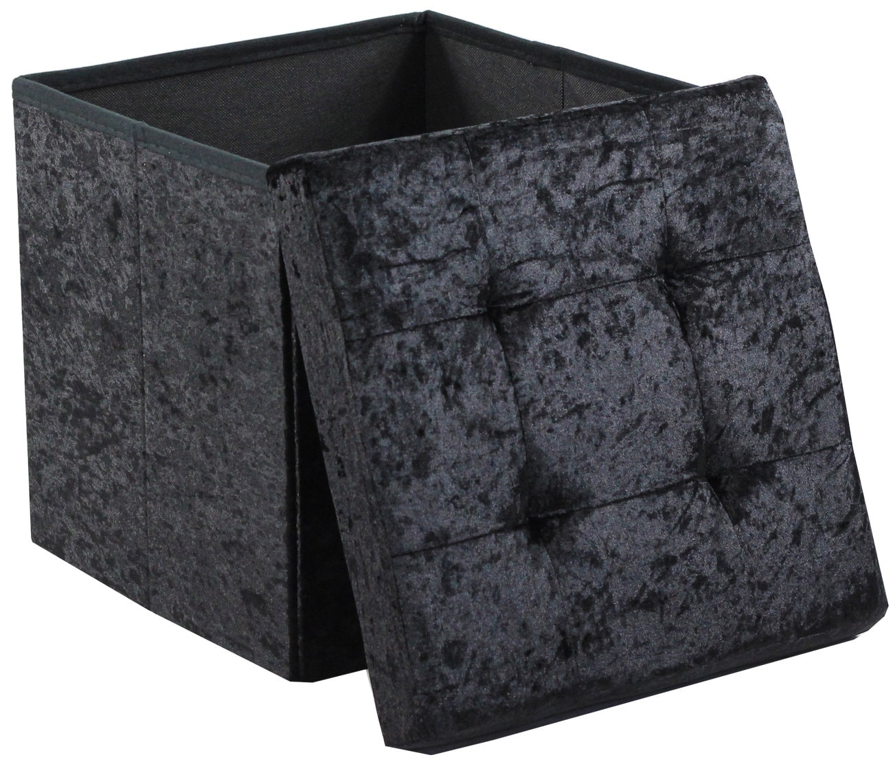 About Home Crushed Velvet Storage Ottoman Collapsible/foldable Bench Chest With Storage 15 X 15