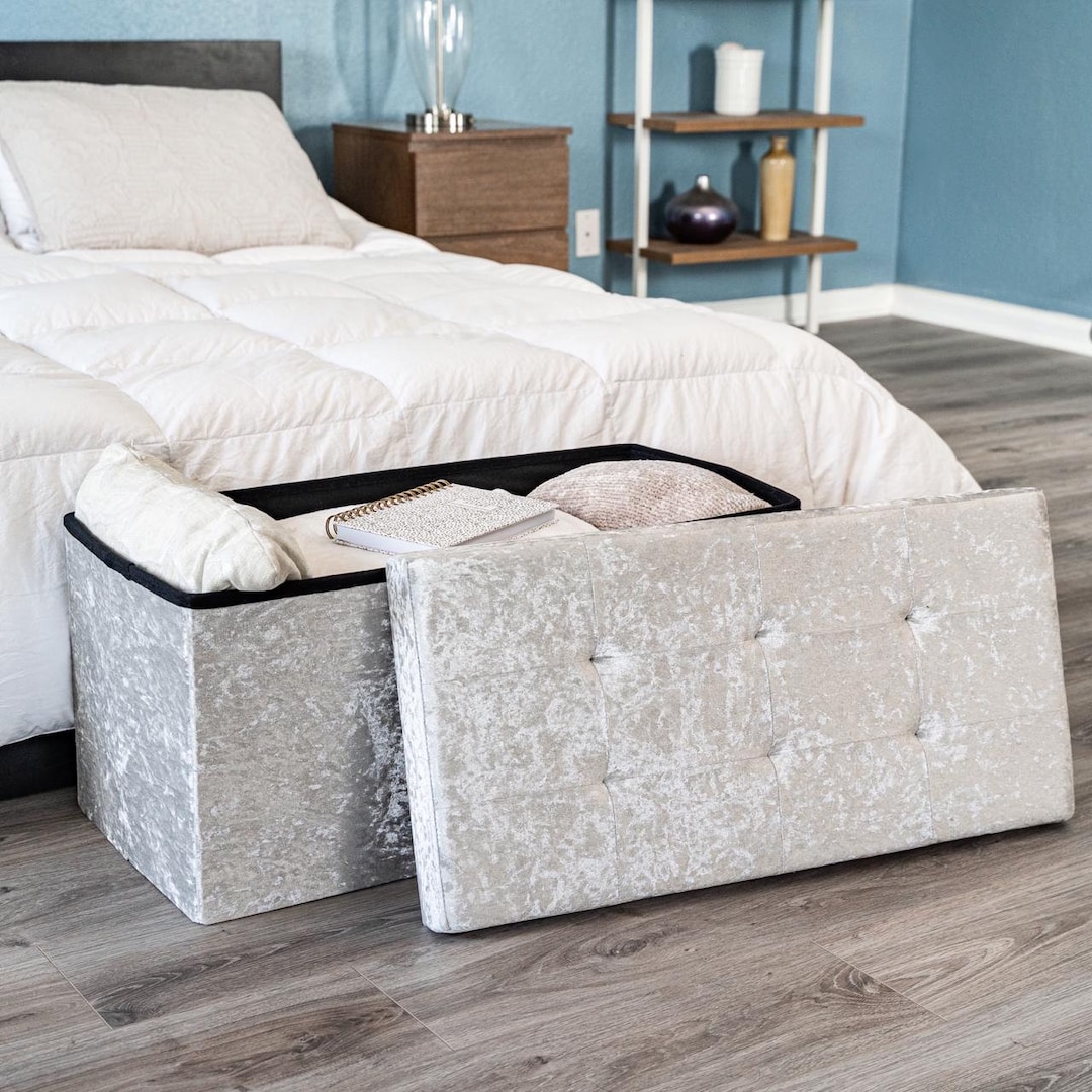 About Home Crushed Velvet Storage Ottoman Collapsible/foldable Etsy