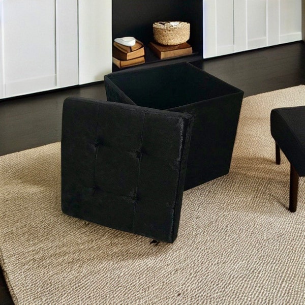 About Home Crushed velvet Storage Ottoman  collapsible/foldable bench chest with storage (15" x 15" x 15")