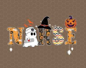 Halloween Nurse Sublimation, Halloween Png, Spooky Nurse Png, Nurse Fall Png, Halloween Gift, Hippie Halloween, Nurse Life Png, Sublimation