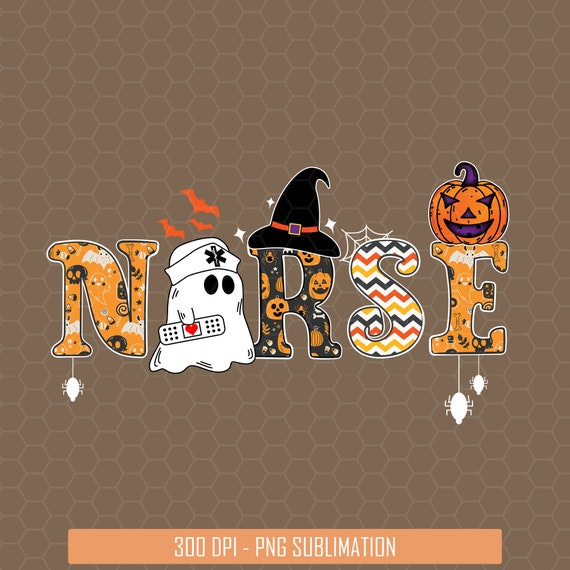 Halloween Nurse Sublimation, Halloween Png, Spooky Nurse Png, Nurse Fall Png, Halloween Gift, Hippie Halloween, Nurse Life Png, Sublimation