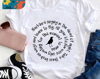 T-shirt professeur Blackbird chantant dans la mort, chemise The Dead Of Night, chemise oiseau noir, chemise enseignant, cadeau pour enseignant