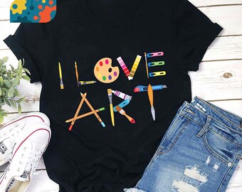 J'aime le t-shirt de professeur d'art, chemise de professeur d'art, chemise de vie d'enseignant, chemise de jardin d'enfants, chemise d'enseignant, cadeau pour l'enseignant