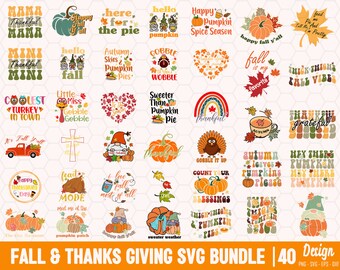 Retro Fall Svg Bundle, Thanksgiving Svg, Fall Vibes Svg, Chemise d'automne, Pumpkin Svg, Groovy Autumn, Autumn Leaves Svg, Turkey Svg, Gobble Svg