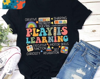 Play Is Learning T-shirt prof groovy, chemise vie enseignant, chemise maternelle, chemise enseignant, cadeau pour enseignant