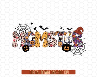 Momster Png, Halloween Png, Retro Halloween Png, Hippie Halloween Png, Spooky Mama Png, Momster Png, Spooky Babe Png, Sublimation Design