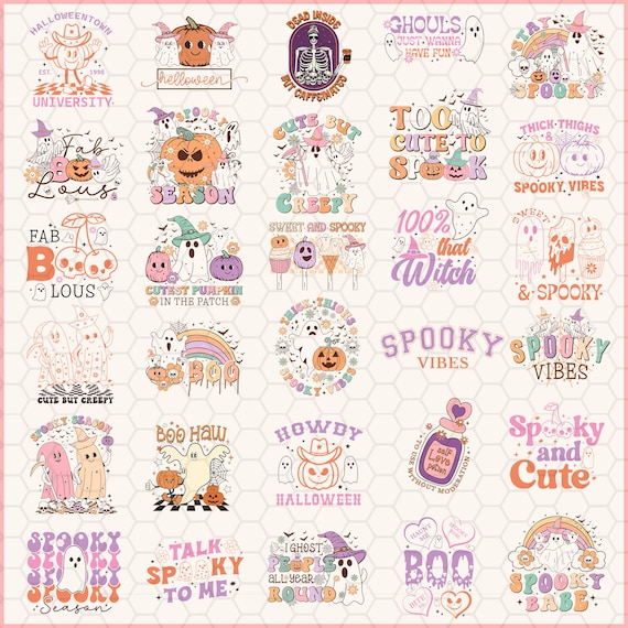 Retro Halloween Png Bundle, Groovy Halloween Sublimation Designs, Spooky Season Png, Spooky Vibes, Hippie Halloween Png, Ghouls Sublimation