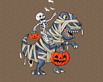 Skeleton Riding Mummy Dinosaur Png, Halloween Png, Skeleton Halloween Png, Dinosaur Lover Png, Trick Or Treat, Funny Halloween Sublimation