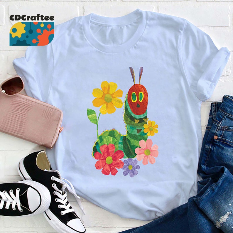 Flowers And The Very Hungry Caterpillar Teacher T-Shirt, Teacher Life Shirt, Kindergarten Shirt, Teacher Shirt, Gift For Teacher image 2