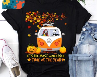 Jack Skellington, c'est la période la plus merveilleuse de l'année Sally and Zero Hippie Van T-shirt, chemise d'Halloween, chemise vintage