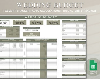 Wedding Budget Planner Template Google Sheets | Wedding Budget Tracker Template | Digital Wedding Template | Payment Tracker