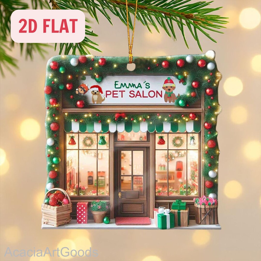 Curated visual reference: Personalized Dog Grooming Deals Reference: Personalized Pet Grooming 2D Flat Ornament Pet Salon Christmas Decor