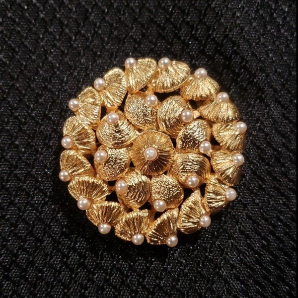 Orena Paris Gold Tone Faux Pearls Pin/Brooch