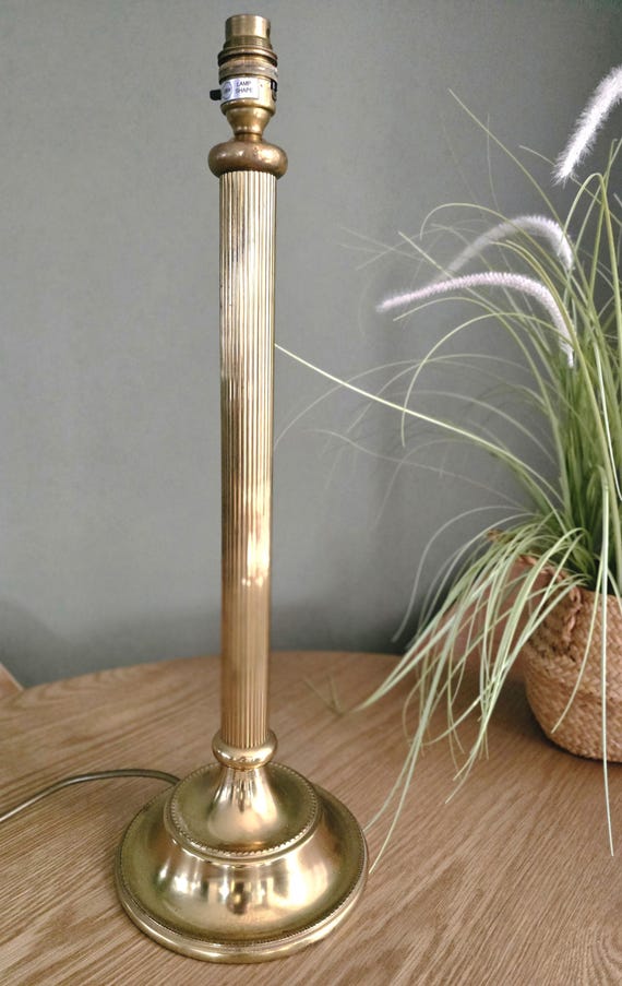 Vintage Solid Brass Table Lamp Corinthian Column Candlestick Style Made in England 45 cm Traditional Classic Lighting Fixture
