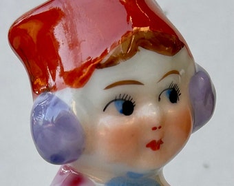 Charming, Glazed. Hand Painted Ceramic, YOUNG GIRL Figurine, Vintage 1930s, Made in Japan!