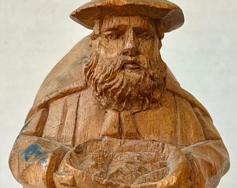 1930s Hand-Carved WOODEN VAGABOND SCULPTURE, A Fine Example of Americana from the Great Depression!