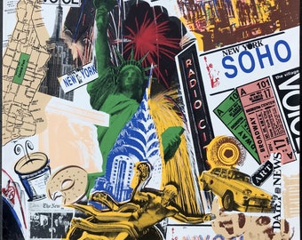 Steve Kaufman *Signed* MANHATTAN Limited Edition Silkscreen on Canvas, 24" X 24"