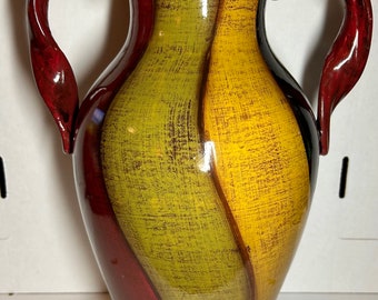 Elegant and Graceful 16&quot; DECORATIVE ART VASE, Classically-Inspired Form  with Sensuous Swirl Design & Wonderful Colors!