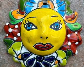 Blue-Eyed TALAVERA SUN CERAMIC Wall Decoration Beautiful Brightly Colored!