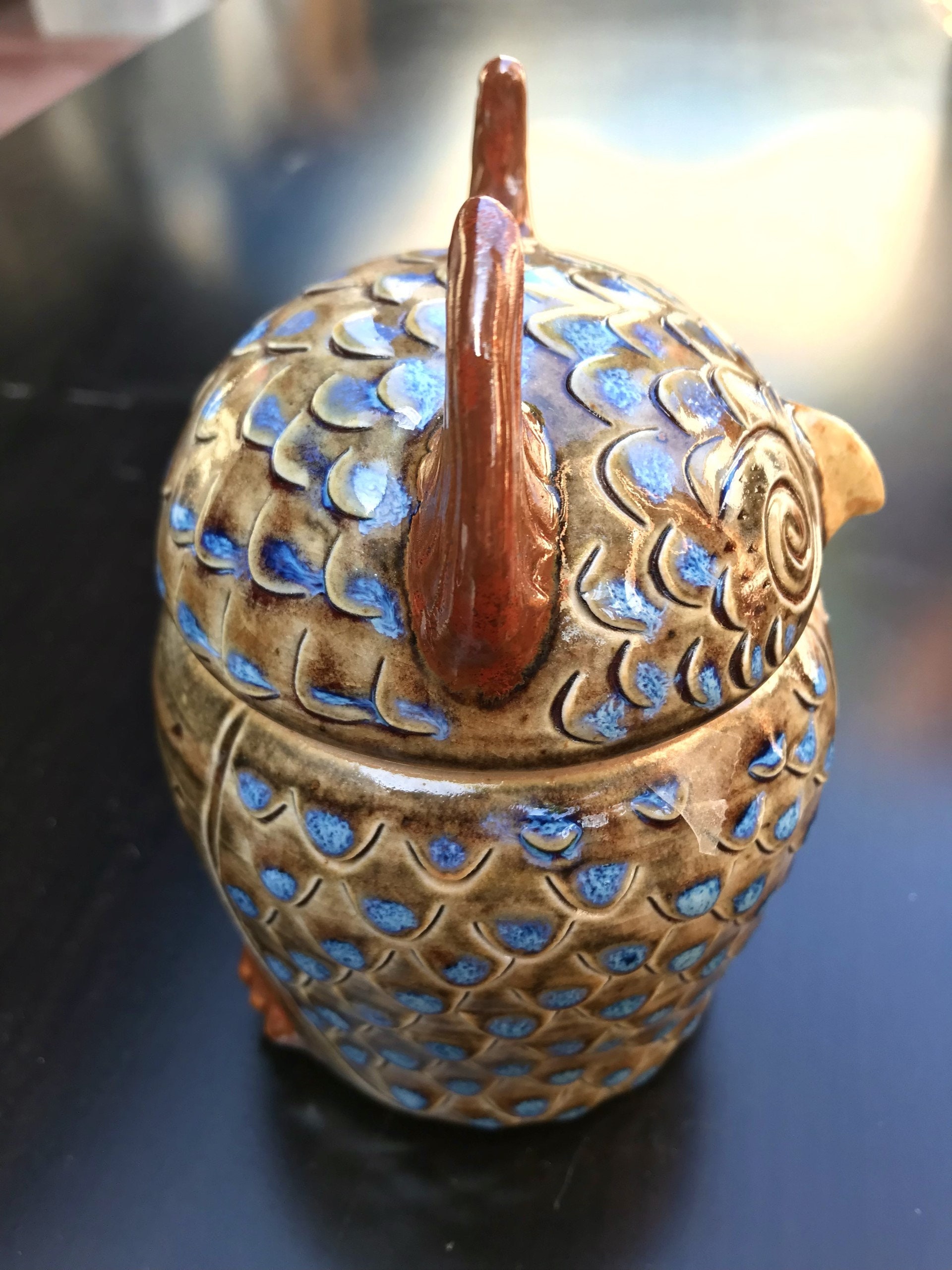 Signed PORCELAIN OWL Original, Vintage West Art Pottery Small Ceramic