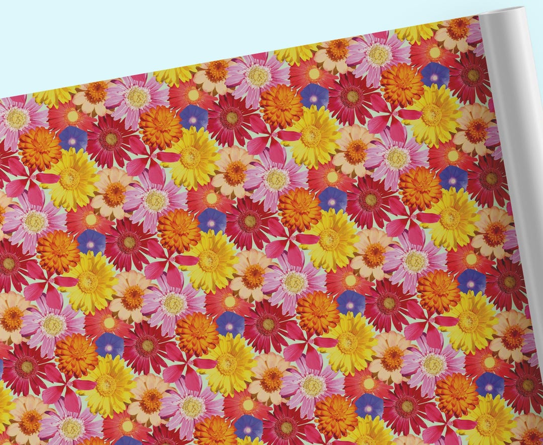 Bright Floral Wrapping Paper - Multicolor Flower Gift Wrap - Etsy