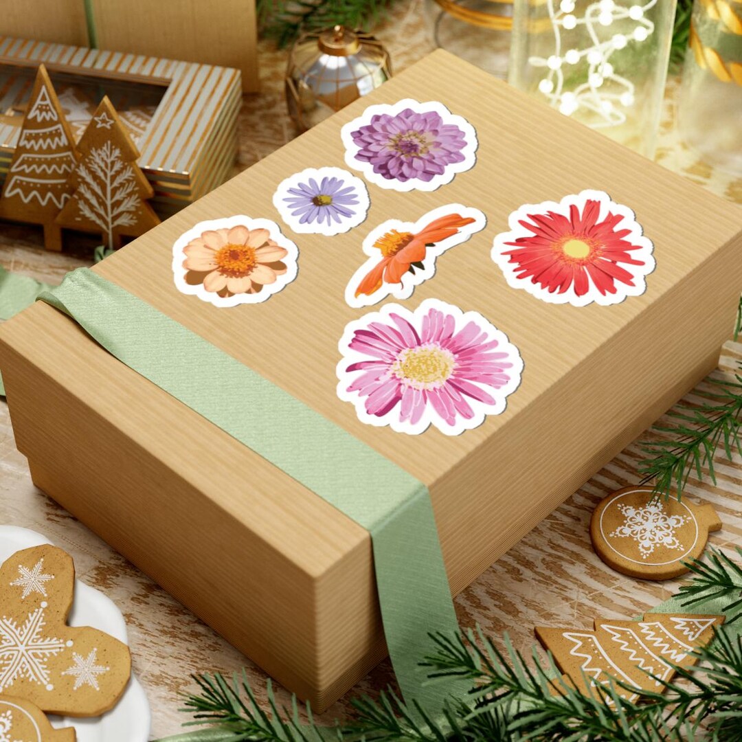 Flower Sticker Sheet - Floral Vinyl Decals, Cute Aesthetic Stickers for ...
