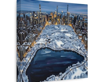 Snowy Central Park Aerial Canvas Print