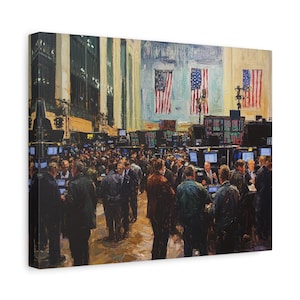 Stock Market Canvas Wall Art - Trading Floor Print, Wall Street Decor, Finance Gift for Trader, Office Art