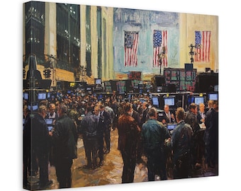 Trading Floor Canvas Art: Wall Street Decor, Finance Gift