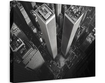 Lienzo con vista aérea de las Torres Gemelas / Arte mural de fotografía urbana