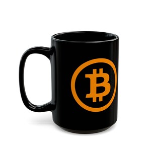 Black Bitcoin Logo Mug | Orange Crypto Coffee Cup, Ceramic Mug image 14