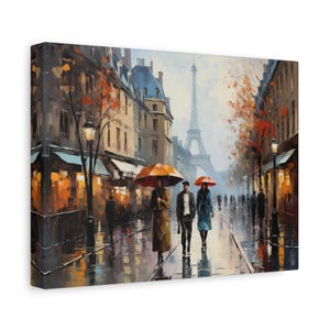 Paris Street Scene Canvas Print: Impressionist Oil Painting Wall Art