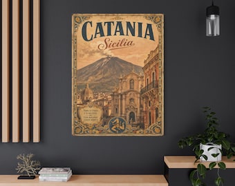 Póster de viaje vintage de Catania, Sicilia, sobre lienzo