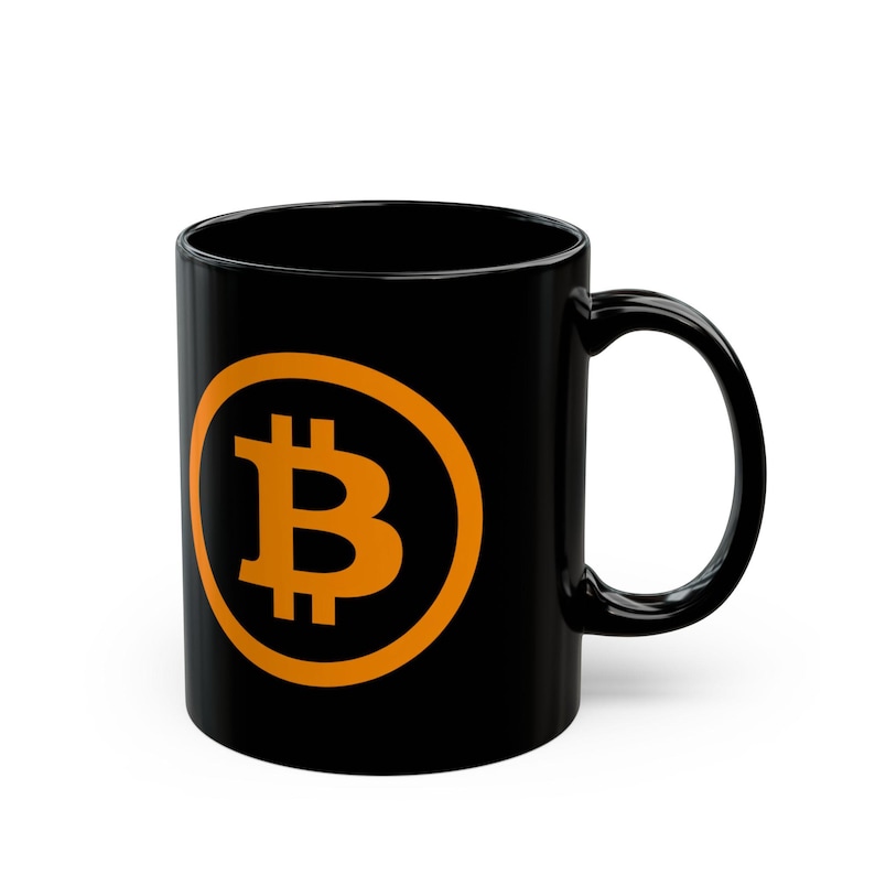 Black Bitcoin Logo Mug | Orange Crypto Coffee Cup, Ceramic Mug image 5