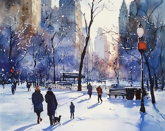 Winter in NYC Digital Print | New York City Wall Art | Urban Winter Decor