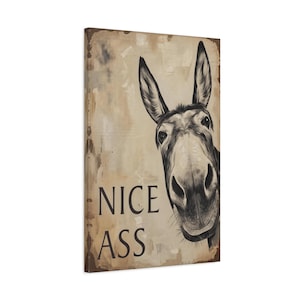 Nice Ass Donkey Illustration Canvas Print | Bathroom Decor Wall Art