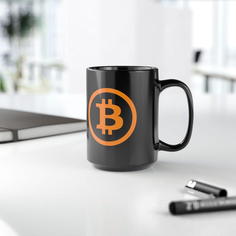 Black Bitcoin Logo Mug | Orange Crypto Coffee Cup, Ceramic Mug image 10