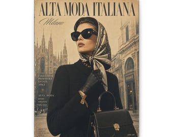 Póster de moda vintage italiana de Milán impreso en lienzo