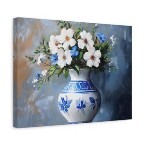 Floral Vase Canvas Art: Elegant Flower Painting Home Decor