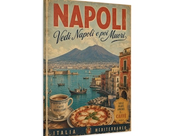 Napoli Vintage Travel Poster Canvas Print | Rustic Italy Wall Decor