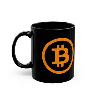 Black Bitcoin Logo Mug | Orange Crypto Coffee Cup, Ceramic Mug image 6